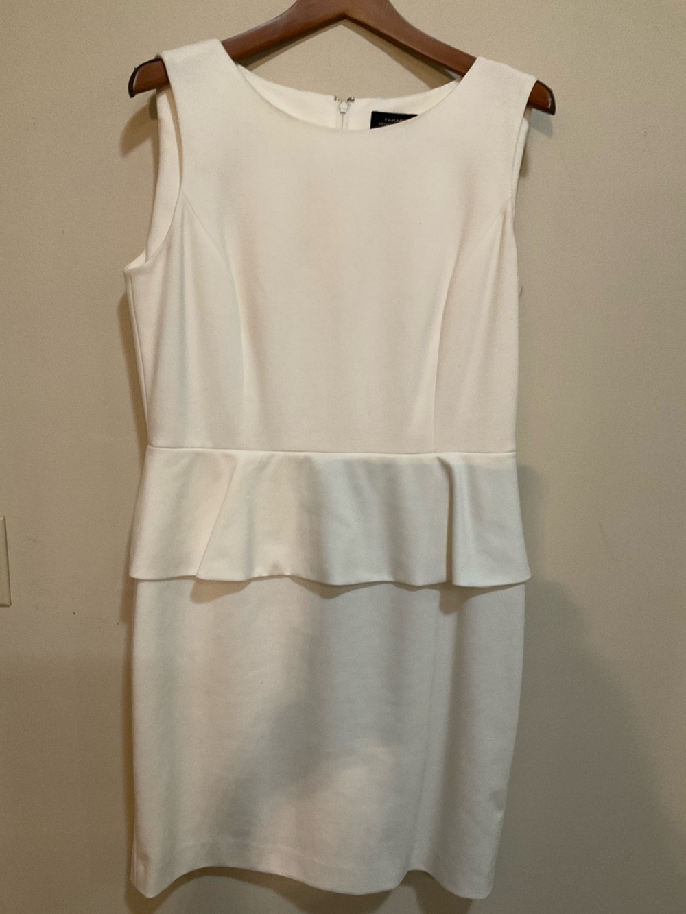 Tahari white sleeveless peplum dress